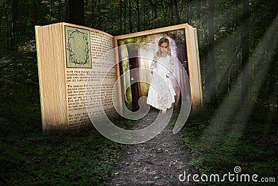 Young Girl, Imagination, Make Believe Stock Photo