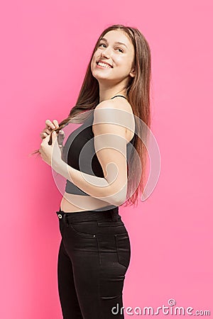 Young girl looks innocent Stock Photo