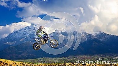 Young girl with motocross bike in Romania. Extreme sports Editorial Stock Photo