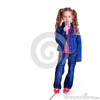 Young girl with microphone Stock Photo