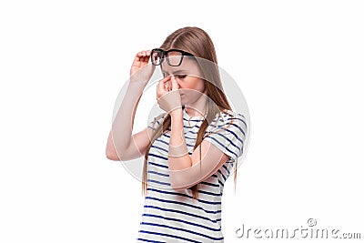 Young girl overtired Stock Photo