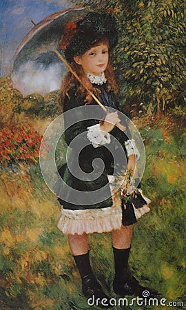 Young Girl with Parasol (Aline Nunes) - Pierre-Auguste Renoir Editorial Stock Photo
