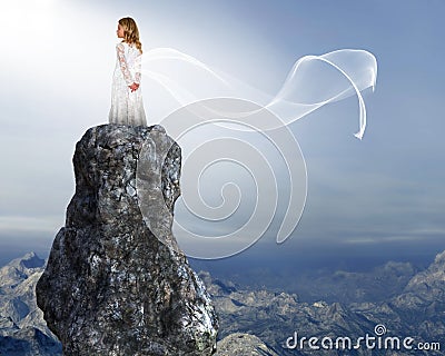 Young Girl, Peace, Hope, Love Stock Photo