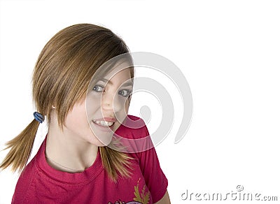 young girl with pigtails Stock Photo