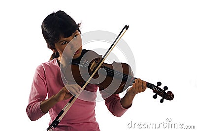 Young girl playing violin Stock Photo