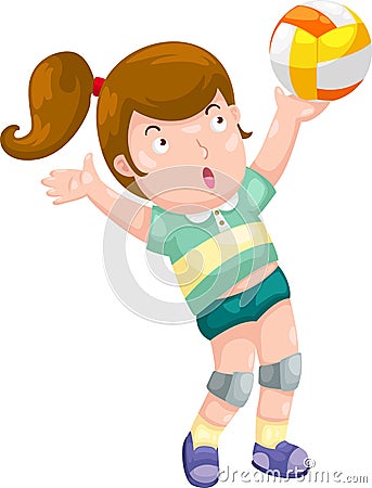 Young Girl playing volleyball vector Vector Illustration