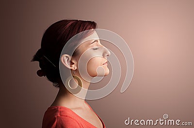 Young girl portrait thinking with copyspace Stock Photo