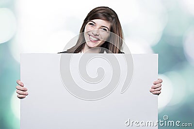 Young girl promoting Stock Photo