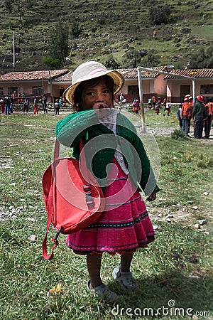 Young Girl in Quechua Village, Peru Editorial Stock Photo