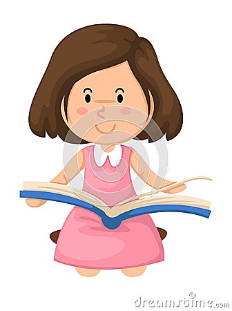 Young girl reading a book vector Vector Illustration