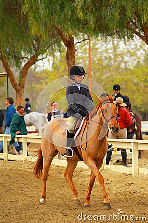 Young Girl Riding a Horse Editorial Stock Photo