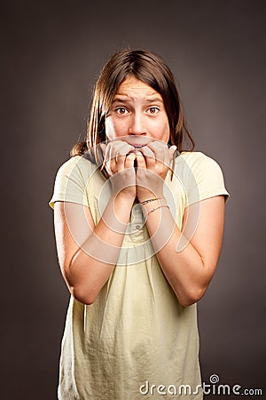 Young girl scared Stock Photo