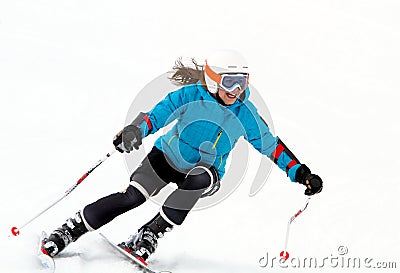 Young girl skiing. Stock Photo