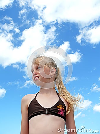 Young girl and sky Stock Photo