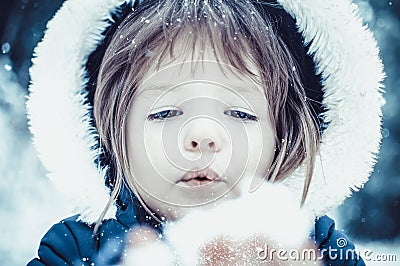 Young Girl with Snow Stock Photo