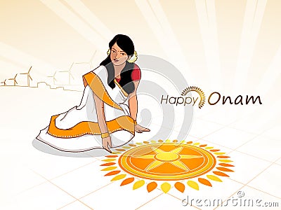 Young girl for South Indian festival, Onam. Stock Photo