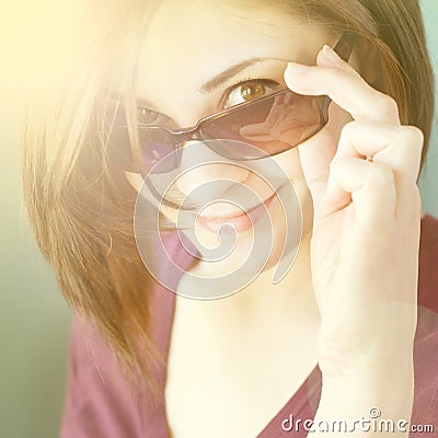 Young girl in sunglasses Stock Photo
