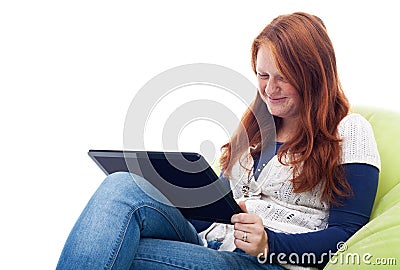 Young girl with tablet computer Stock Photo
