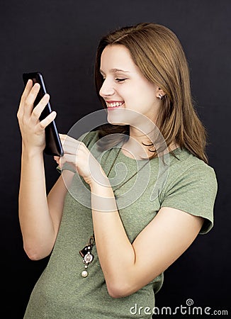 Young girl with tablet Stock Photo
