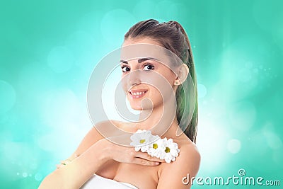 Young girl takes care her skin. Stock Photo