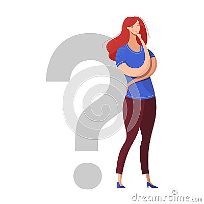 Young girl thinking gesture vector illustration Vector Illustration