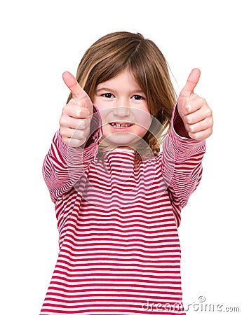 Young girl with thumbs up approval Stock Photo