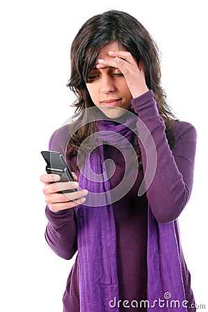 Young girl tired and with headache Stock Photo