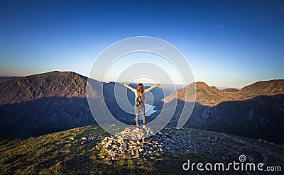 Young Girl on Mountain Top Editorial Stock Photo