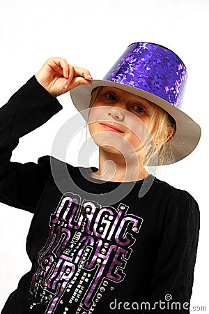 Young girl in a topper Stock Photo