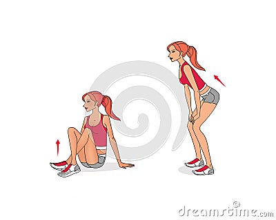 Young girl is training. Exercises to strengthen the muscles of the vagina and pelvic floor muscles. Kegel exercises. Isolated on Stock Photo