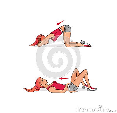 Young girl is training. Exercises to strengthen the muscles of the vagina and pelvic floor muscles. Kegel exercises. Isolated on Stock Photo