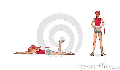 Young girl is training. Exercises to strengthen the muscles of the vagina and pelvic floor muscles. Kegel exercises. Isolated on Stock Photo