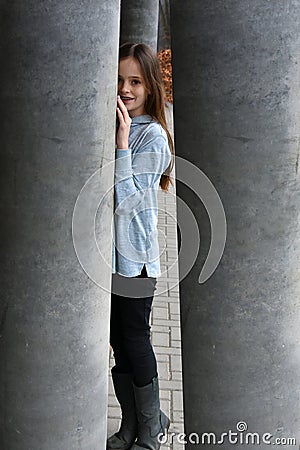 Young girl trapped in Labyrinth Stock Photo