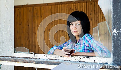 The young girl with a wine glass Stock Photo