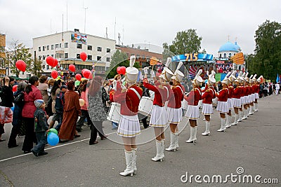 Young girls majorettes drummers Editorial Stock Photo