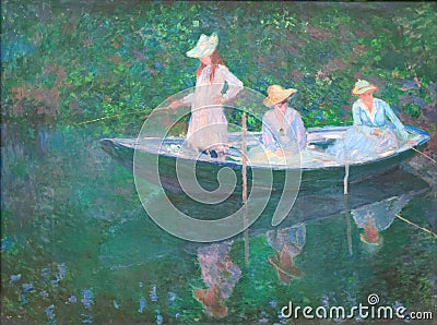 Young Girls in a Row Boat, by French Impressionist painter Claude Monet Editorial Stock Photo