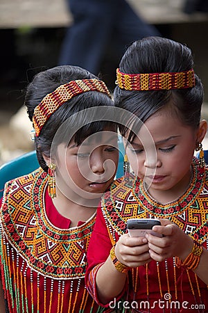 Young Girls at Toraja Funeral Ceremony Editorial Stock Photo