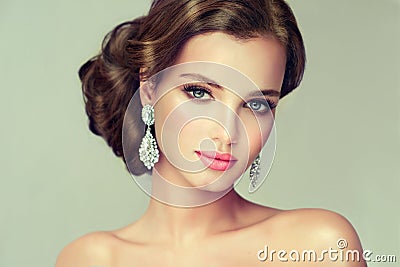 Young, gorgeous model dressed in a red gown. Stock Photo