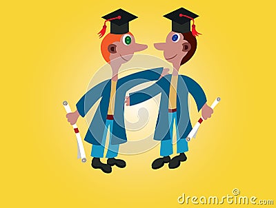 Young graduates Vector Illustration