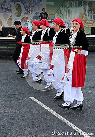 Young Greek Dancers performing at Greek Fest in Carmel, Indiana Editorial Stock Photo