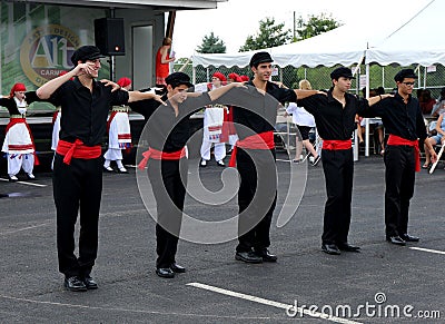 Young Greek Dancers performing at Greek Fest in Carmel,Indiana Editorial Stock Photo