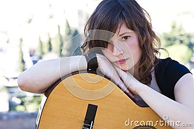 Young guitar performer Stock Photo