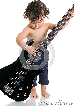 The young guitarist. Stock Photo