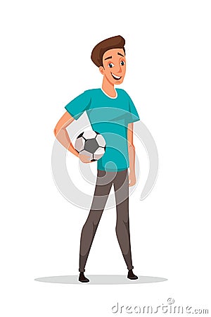 Young guy with football ball vector illustration Vector Illustration