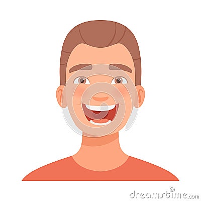 Young guy is laughing. Vector illustration in cartoon style. Vector Illustration