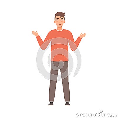 Young guy is at a loss. Vector illustration in cartoon style. Vector Illustration