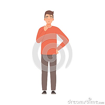 Young guy was thoughtful. Vector illustration in cartoon style. Vector Illustration