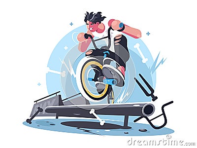 Young guy riding bicycle bmx Vector Illustration