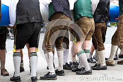 Young guys in Lederhosen Stock Photo