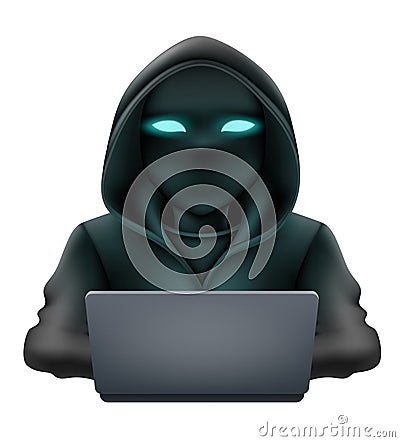 young hacker programmer it specialist coder sitting at a laptop vector illustration Vector Illustration